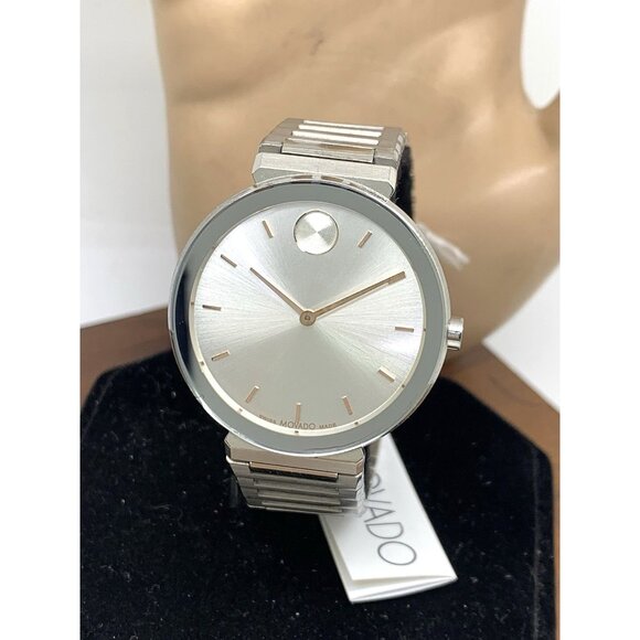 Movado Women's Watch 3601090 Bold Swiss Quartz Silver Dial Stainless Steel 34mm - Picture 1 of 14